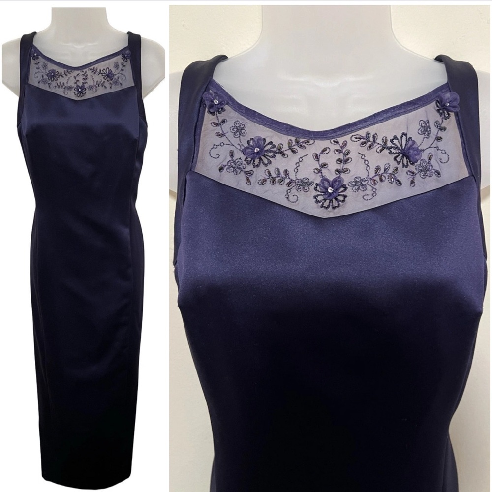 90’s Alex Evenings Gown 6 Lace Rhinestone Neck Princess Whimsigoth Glam Formal